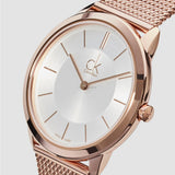 Calvin Klein Minimal White Dial Rose Gold Mesh Bracelet Watch for Women - K3M22626