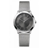 Calvin Klein Minimal Black Dial Silver Mesh Bracelet Watch for Women - K3M22123