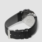 Calvin Klein Minimal Silver Dial Black Leather Strap Watch for Women - K3M221C6