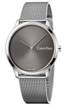 Calvin Klein Minimal Black Dial Silver Mesh Bracelet Watch for Men - K3M21123