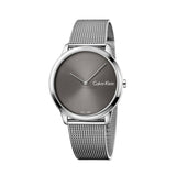 Calvin Klein Minimal Grey Dial Silver Mesh Bracelet Watch for Men - K3M211Y3