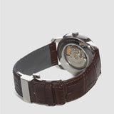 Calvin Klein Infinity Silver Dial Brown Leather Strap Watch for Men - K5S341G6