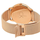 Calvin Klein Minimal White Dial Rose Gold Mesh Bracelet Watch for Men - K3M21626