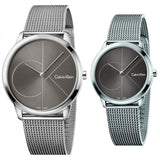 Calvin Klein Minimal Black Dial Silver Mesh Bracelet Watch for Men - K3M21123