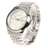 Gucci G Timeless Diamonds Silver Dial Silver Steel Strap Watch For Men - YA126404