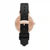 Emporio Armani Gianni T-Bar Mother of Pearl Dial Black Leather Strap Watch For Women - AR11295