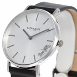 Coach Perry White Dial Black Leather Strap Watch for Women - 14503115