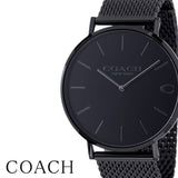 Coach Charles Black Dial Black Mesh Bracelet Watch for Men - 14602148