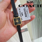 Coach Black Square Dial Black Leather Strap Watch for Women - 14503695