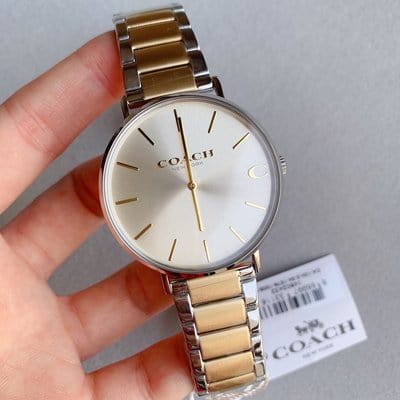 Coach Business Analog Silver Dial Two Tone Steel Strap Watch for Men - 14602432