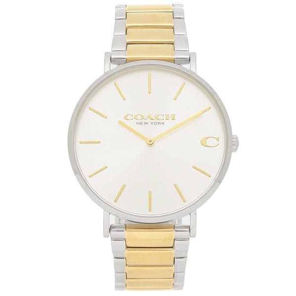 Coach Business Analog Silver Dial Two Tone Steel Strap Watch for Men - 14602432