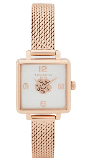 Coach Cass White Dial Rose Gold Mesh Bracelet Watch for Women - 14503698