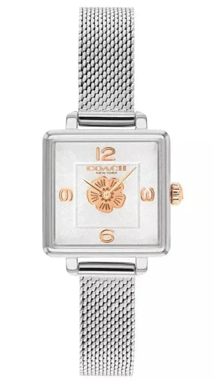 Coach Cass White Dial Silver Mesh Bracelet Watch for Women - 14503697