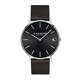 Coach Charles Black Dial Black Leather Strap Watch for Men - 14602149