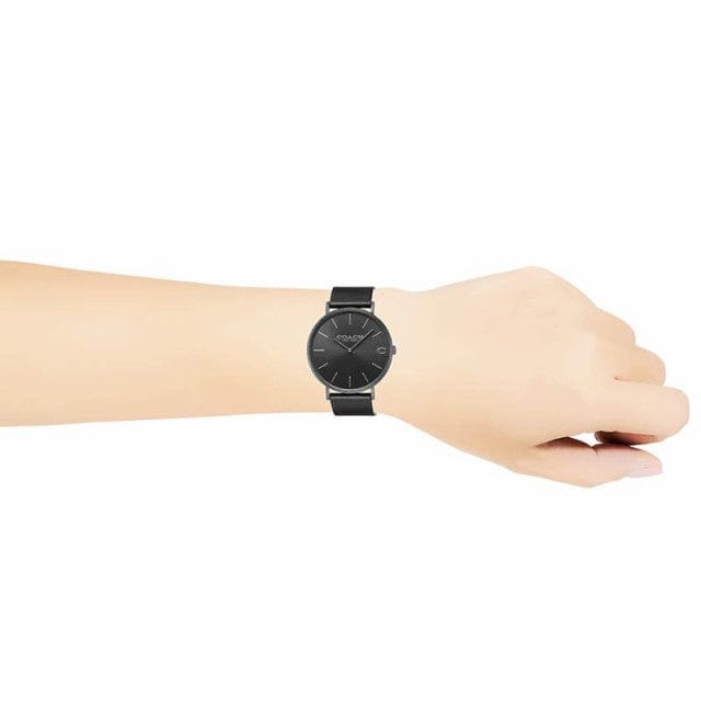 Coach Charles Black Dial Black Leather Strap Watch for Men - 14602434