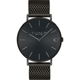 Coach Charles Black Dial Black Mesh Bracelet Watch for Men - 14602148