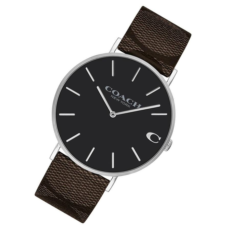 Coach Charles Black Dial Brown Leather Strap Watch for Women - 14602156