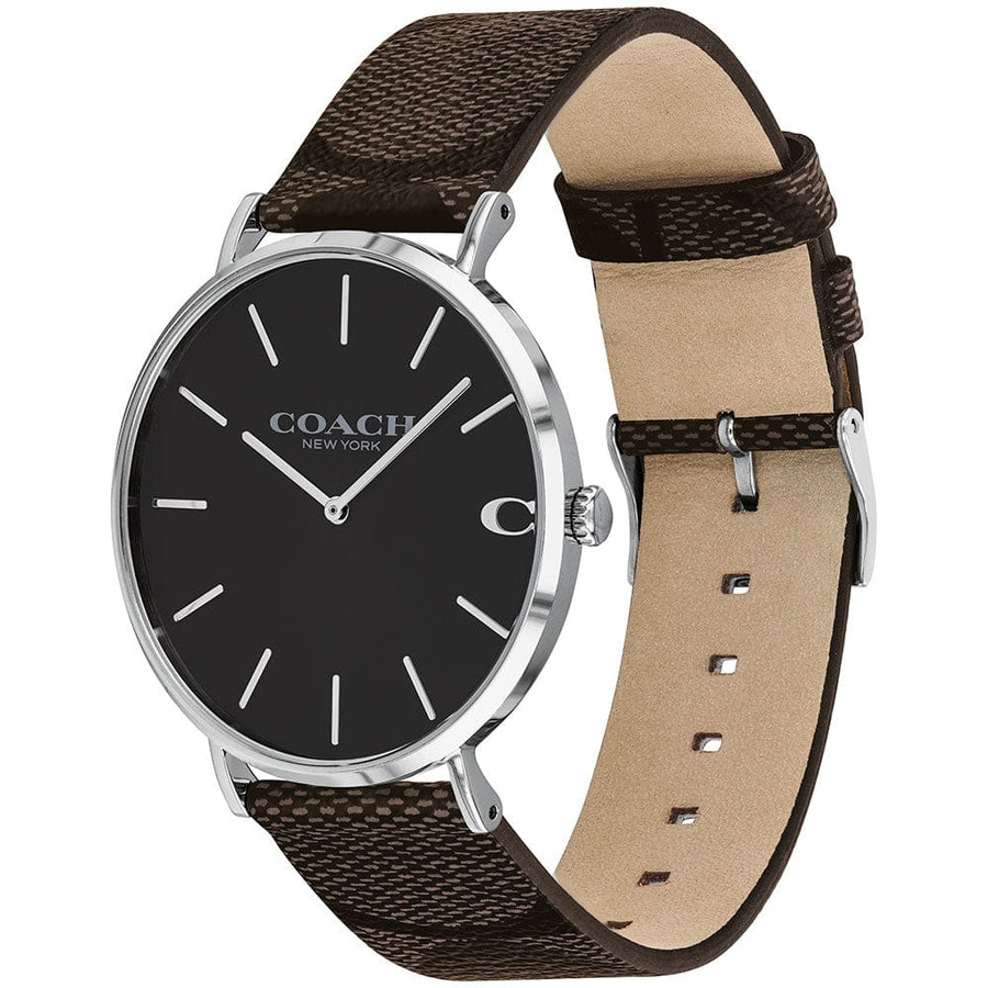 Coach Charles Black Dial Brown Leather Strap Watch for Women - 14602156