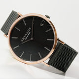 Coach Charles Black Ion Dial Black Mesh Bracelet Watch for Men - 14602470