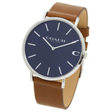 Coach Charles Blue Dial Brown Leather Strap Watch for Men - 14602151
