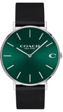 Coach Charles Green Dial Black Leather Strap Watch for Men - 14602436