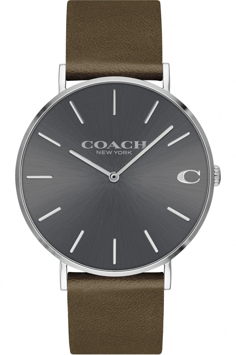 Coach Charles Grey Dial Brown Leather Strap Watch for Men - 14602153