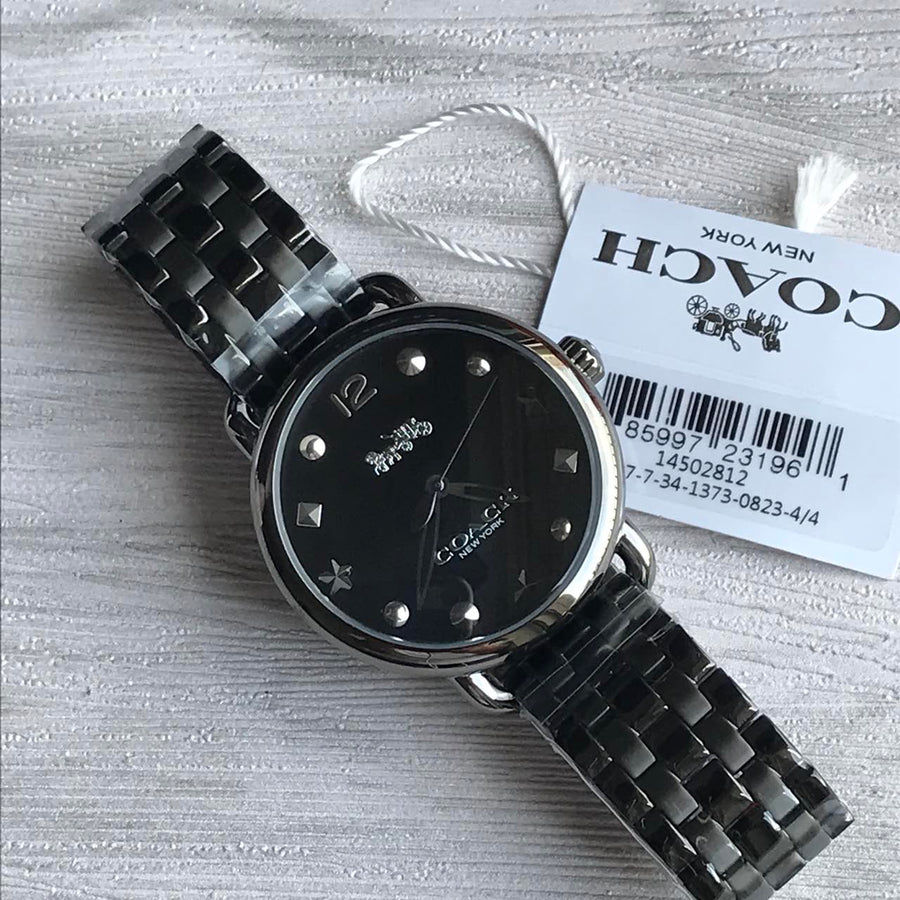 Coach Delancey Black Dial Black Steel Strap Watch For Women - 14502812