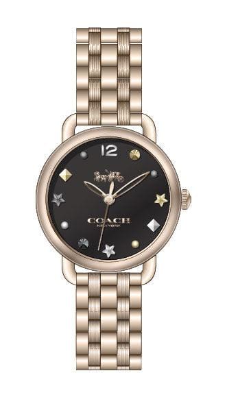 Coach Delancey Black Dial Gold Stainless Steel Strap Watch For Women - 14502813