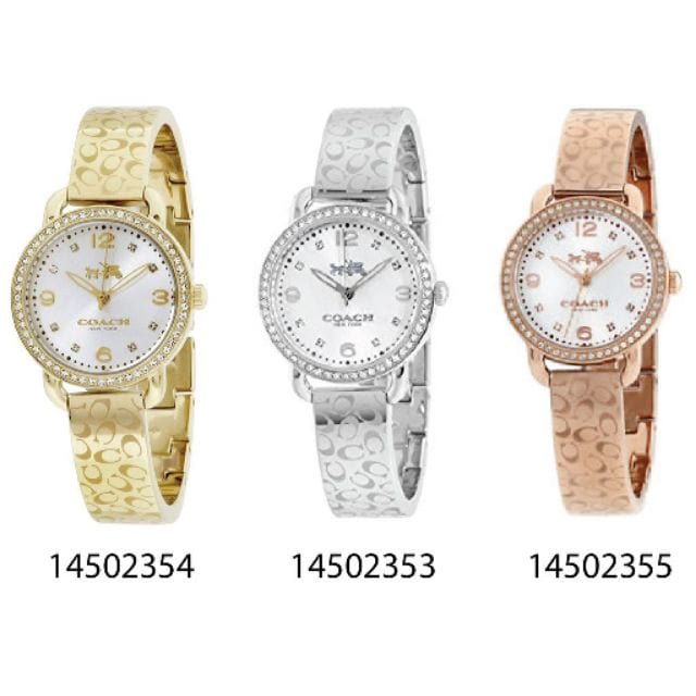 Coach Delancey Diamonds Silver Dial Gold Steel Strap Watch for Women - 14502354