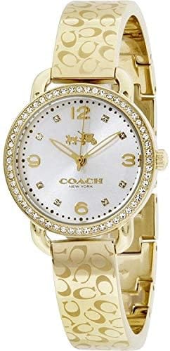Coach Delancey Diamonds Silver Dial Gold Steel Strap Watch for Women - 14502354