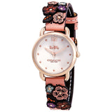 Coach Delancey White Dial Floral Pink Leather Strap Watch for Women - 14502817