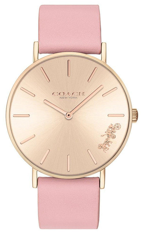 Coach Delancey Gold Dial Pink Leather Strap Watch for Women - 14503332