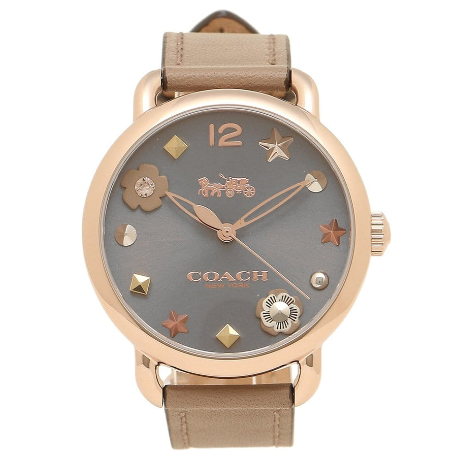 Coach Delancey Grey Dial Brown Leather Strap Watch for Women - 14502797