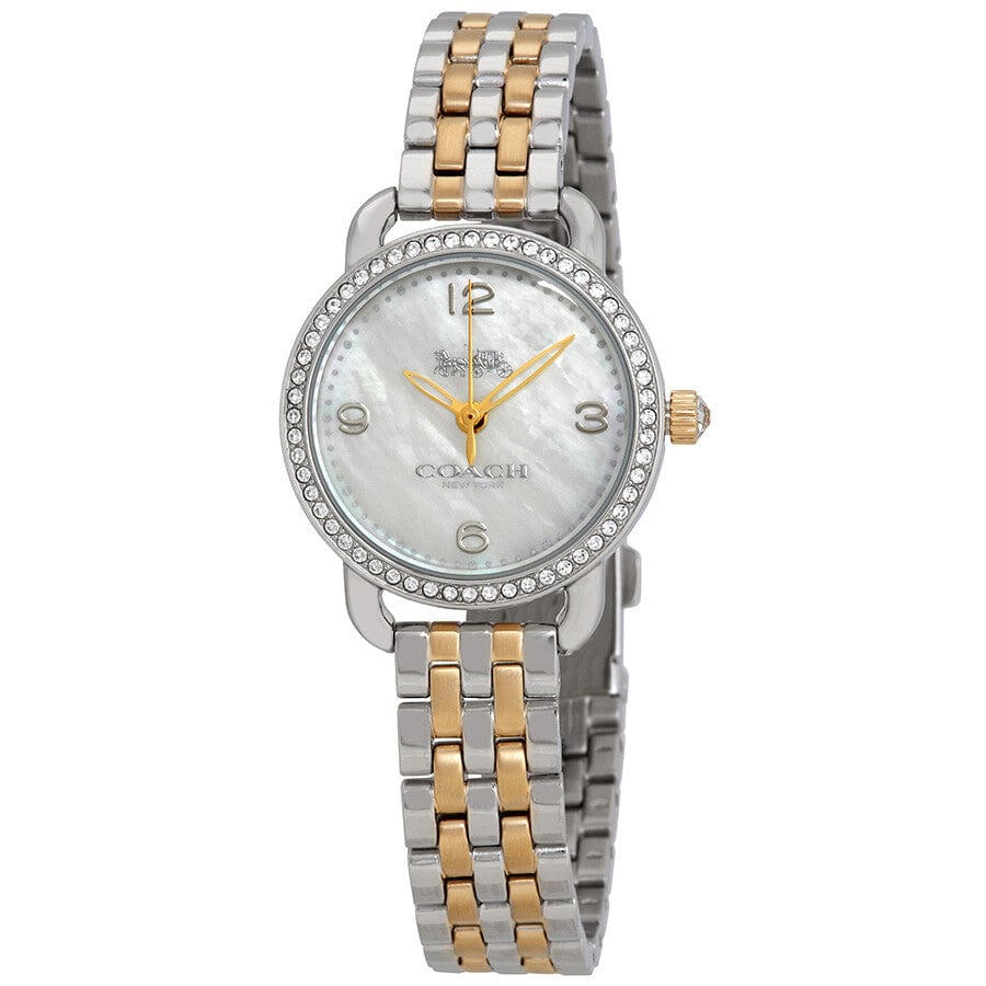 Coach Delancey Mother of Pearl White Dial Two Tone Steel Strap Watch for Women - 14502480