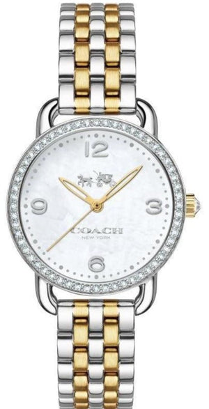 Coach Delancey Mother of Pearl White Dial Two Tone Steel Strap Watch for Women - 14502480