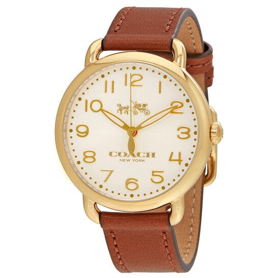 Coach Delancey White Dial Brown Leather Strap Watch for Women - 14502715