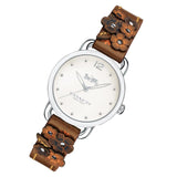 Coach Delancey White Dial Floral Brown Leather Strap Watch for Women - 14502761
