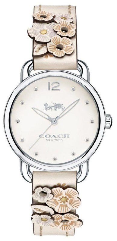 Coach Delancey White Dial Floral White Leather Strap Watch for Women - 14502760