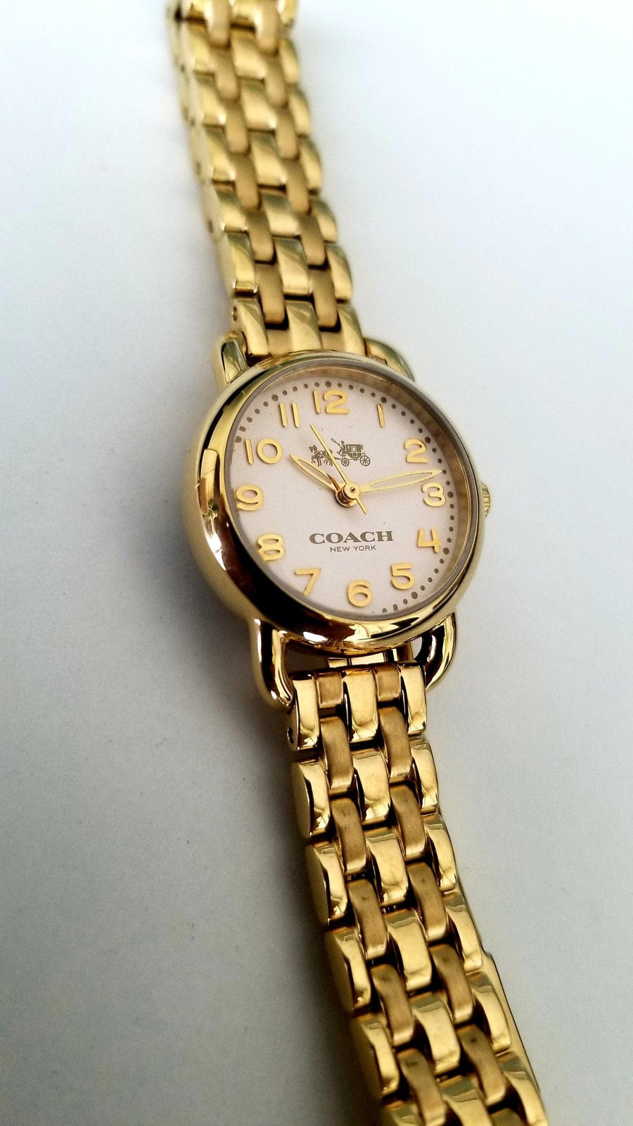 Coach Delancey White Dial Gold Steel Strap Watch for Women - 14502241
