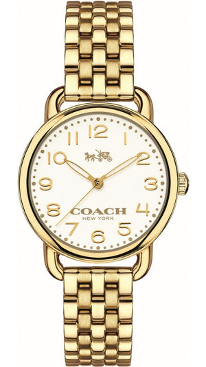 Coach Delancey White Dial Gold Steel Strap Watch for Women - 14502241