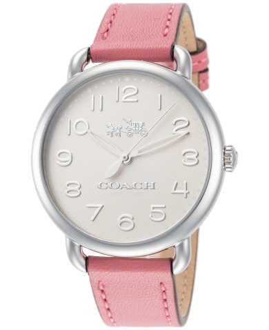 Coach Delancey White Dial Pink Leather Strap Watch for Women - 14502717