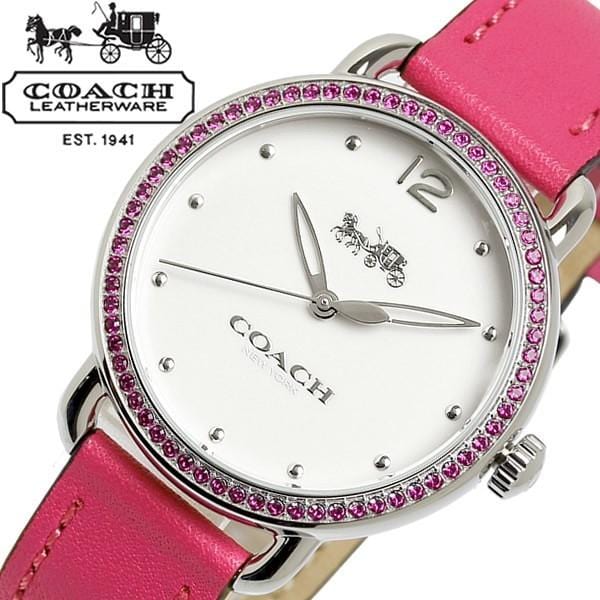 Coach Delancey White Dial Red Leather Strap Watch for Women - 14502879