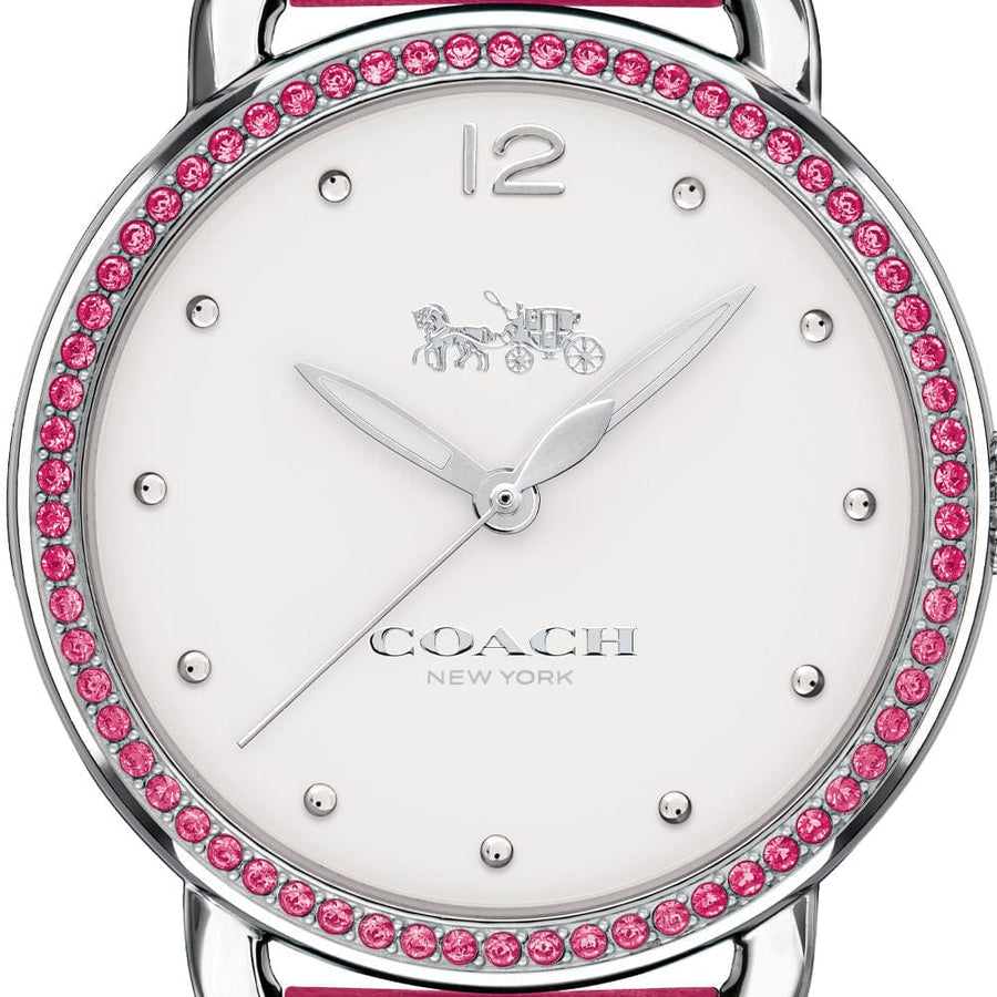 Coach Delancey White Dial Red Leather Strap Watch for Women - 14502879