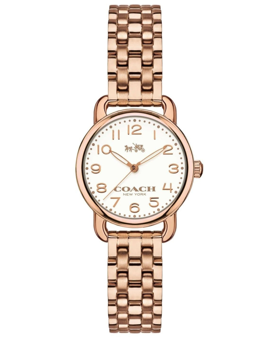 Coach Delancey White Dial Rose Gold Steel Strap Watch for Women - 14502262