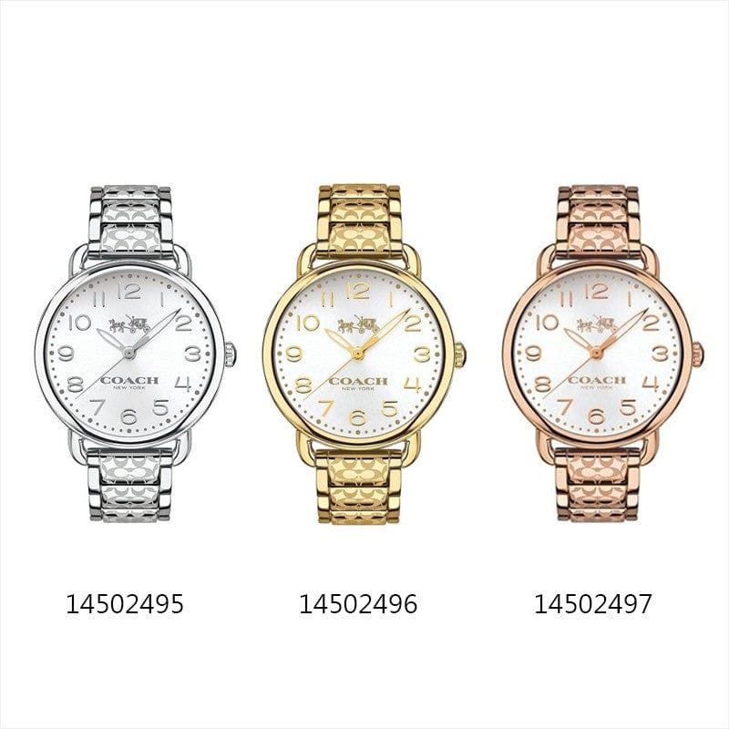 Coach Delancey White Dial Rose Gold Steel Strap Watch for Women - 14502497