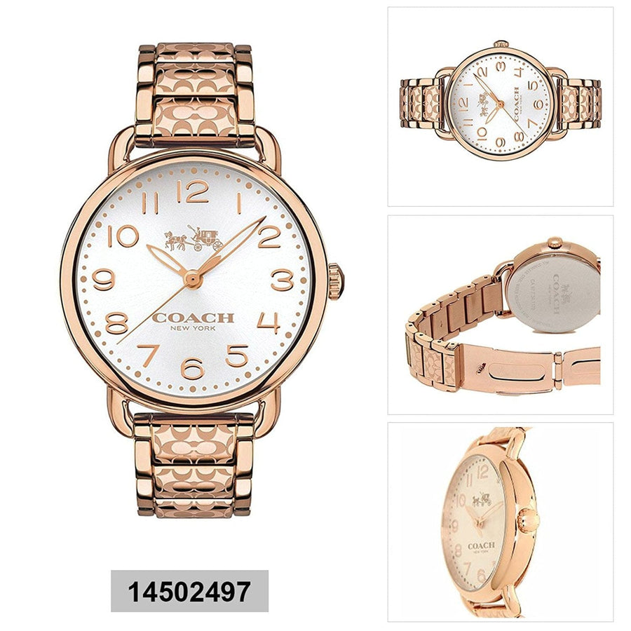 Coach Delancey White Dial Rose Gold Steel Strap Watch for Women - 14502497