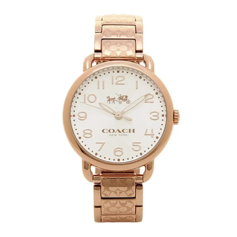 Coach Delancey White Dial Rose Gold Steel Strap Watch for Women - 14502497