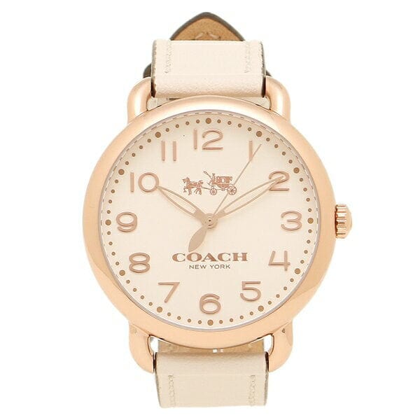 Coach Delancey White Dial White Leather Strap Watch for Women - 14502716