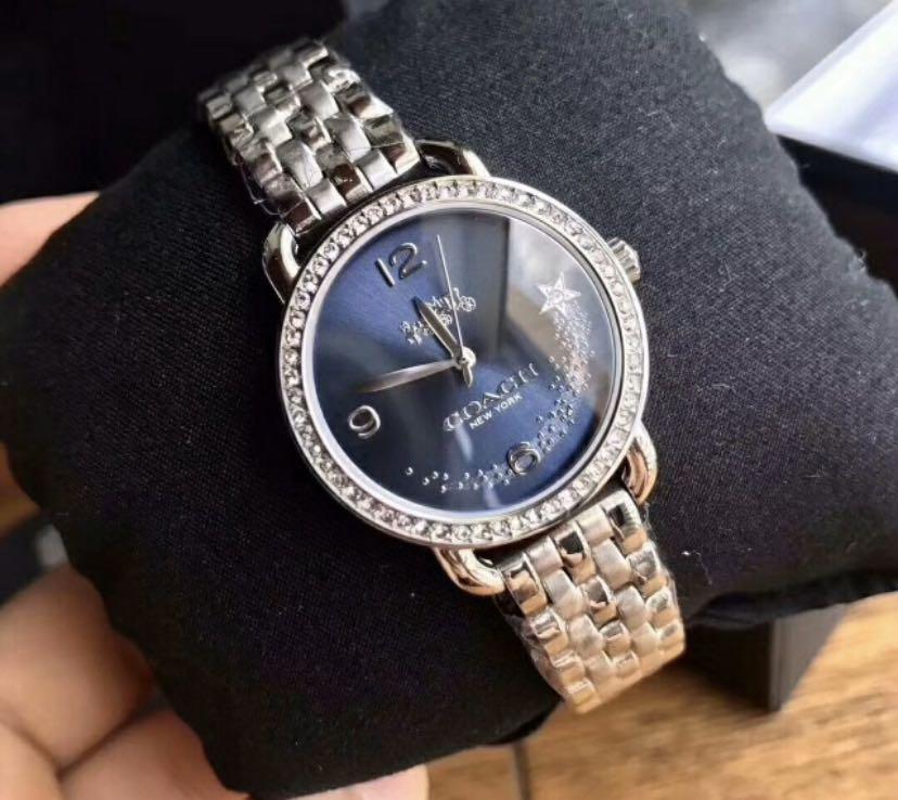 Coach Glitz Blue Dial Silver Steel Strap Watch for Women - 14502693