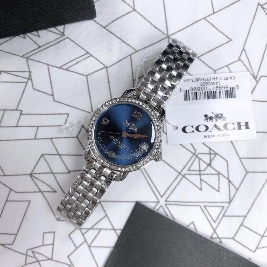 Coach Glitz Blue Dial Silver Steel Strap Watch for Women - 14502693